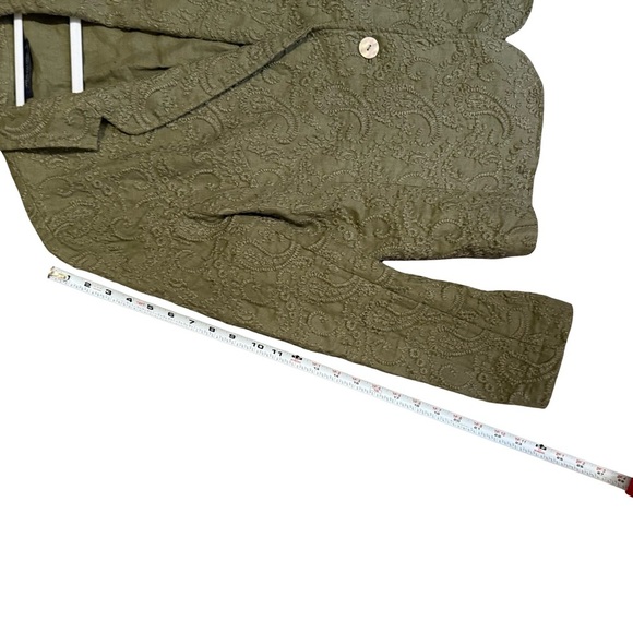 Windsmoor Embroidered Linen Olive Green Paisley Women's Jacket Size 14 Textured - Picture 7 of 15